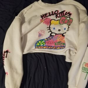 Hello Kitty Pink and White Cropped Sweatshirt